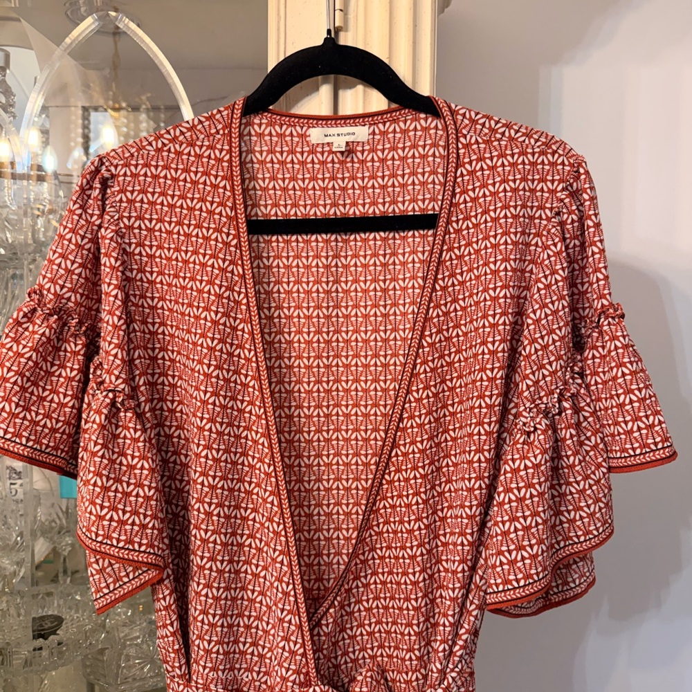 Max Studio Rust And White Patterned Mini Dress Wi… - image 8